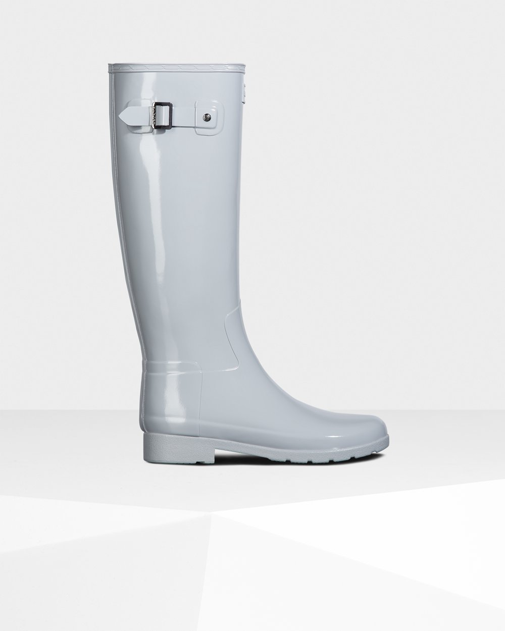 Womens Hunter Refined Slim Fit Gloss - Tall Rain Boots Light Grey - 5302-SIDPR